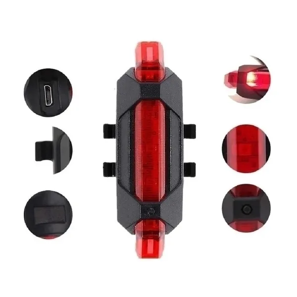 Luz Led Bicicleta Recargable Usb Roja - Trasera
