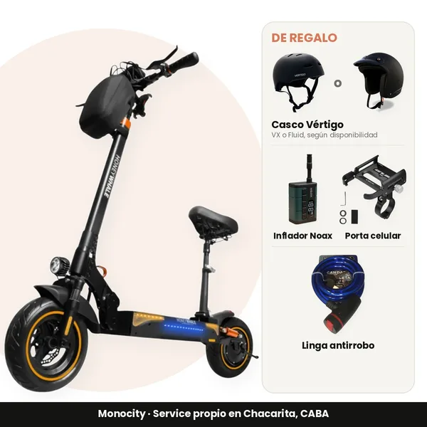 HoneyWhale T4A - Inflador Portatil, Casco, Linga y Porta Celular de regalo