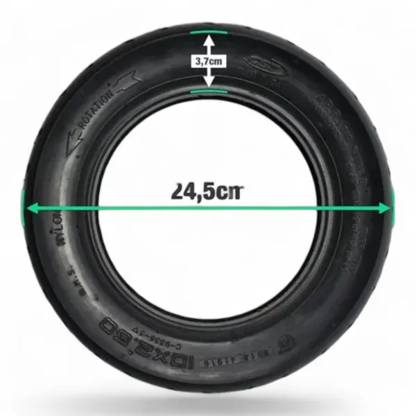 Cubierta Para Monopatín Scooter Eléctrico 10x2,50